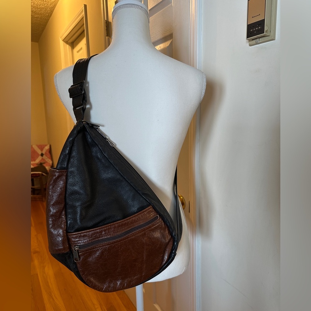 Mt. Airy Leathers leather sling back with sterling silver cuff bracelet.